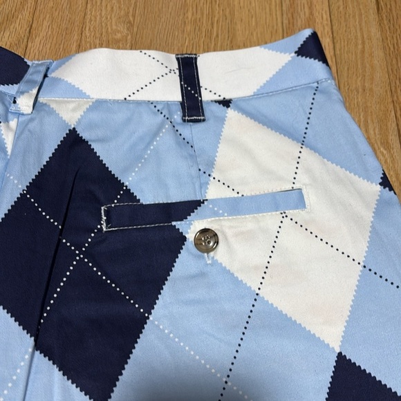Loudmouth Mens Cotton / Spandex Golf Shorts Blue, Navy and White Argyle - Picture 5 of 6